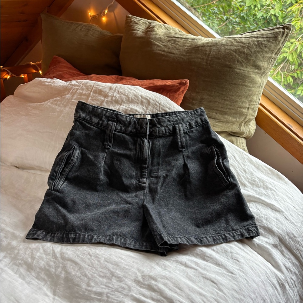 Sezane Black Jean Shorts